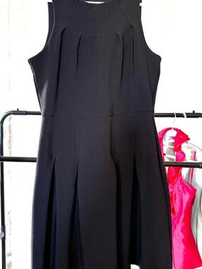 Monteau Black Sleeveless Pleated Skater Dress